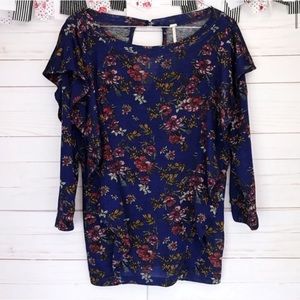 Free People Dock Street Floral Top Blue Size Small